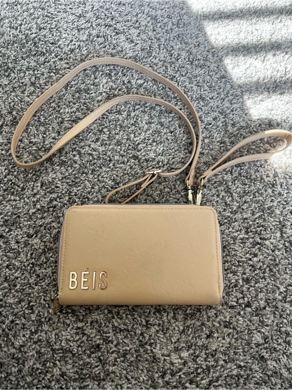 BEIS Beige Crossbody Wallet Purse